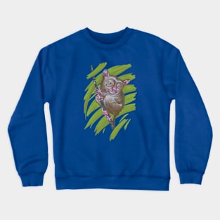 Enchanting Tarsier in Lush Greenery - Adorable Wildlife Art Crewneck Sweatshirt